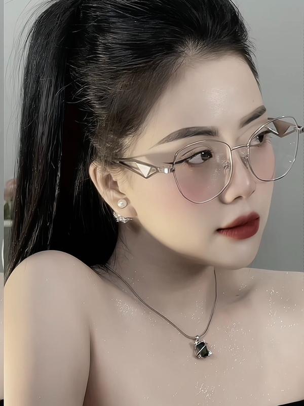 S8 Mắt Kính Mát Women Tròng Kính Mắt Thời Trang Gọng Kính Kim Loại Đa Giác Thay Được Kính Cận