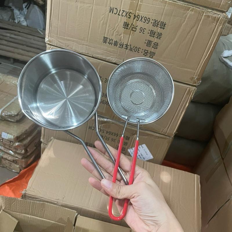  Nồi Chiên Ngập Dầu Quách Chiên Dầu Bằng Thép Không Gỉ 304 Có Lưới Lọc Tiết Kiệm Dầu Chống Dính Dùng Cho Các Loại Bếp 