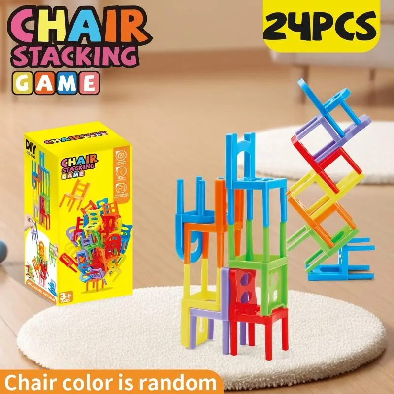Colorful Chair Stacking Game, 24pcs/set Chair Stacking Toy, Parent-child Interactive Game, Fun Game for Family Entertainment, Perfect Gift for Holiday 6