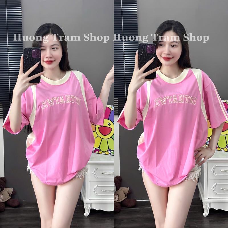 Product Introduction of Áo Thun Freesize Cotton 4 chiều 240gsm - IS THAT WE thêu phối trước sau , Chất thun cotton 4chiều mềm mát , Form dáng rộng 42-70kg, Hương Trầm Shop Nữ Women Cổ Tròn 11
