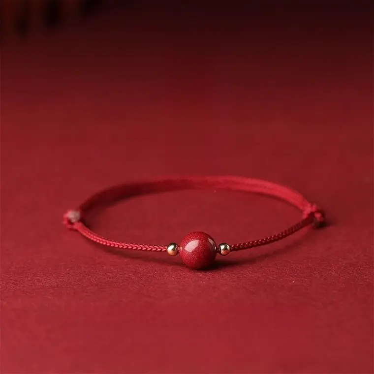 Cinnabar Red Rope Bracelet Anklet Female Birth Year Purple Gold Sand Bracelet Simple Bracelet Ins Special-Interest Design Student Fashion art  phro