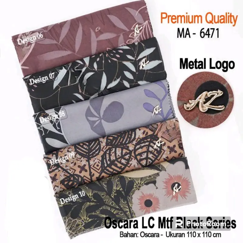 Paket 5pcs hijab segi empat ( 4pcs  hijab premium + gratis 1 pcs hijab random ) Hijab jilbab Segiempat Metal Logo Original motif Limited Edition 1