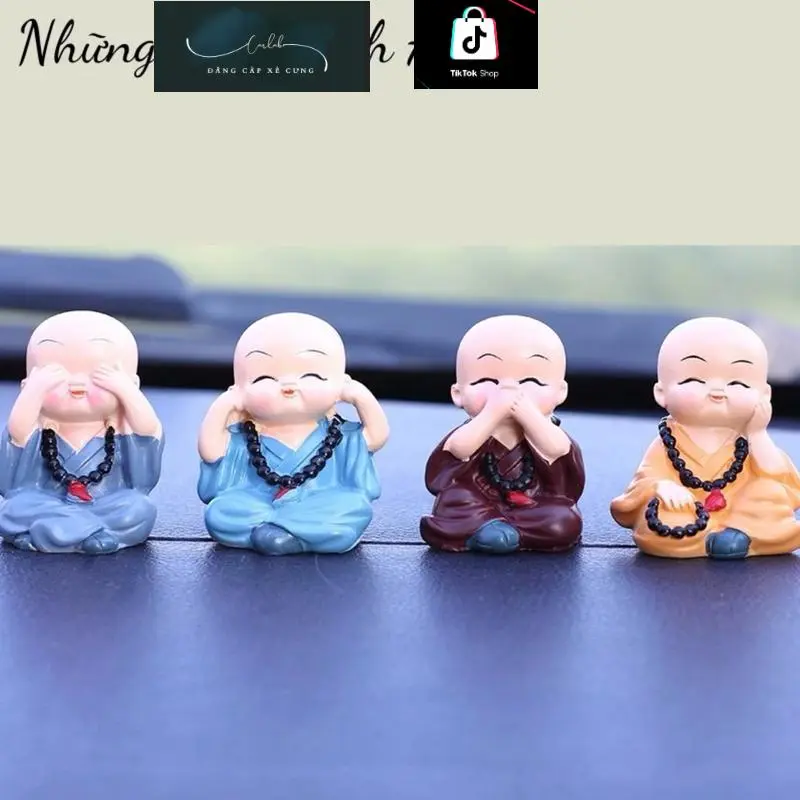 Bộ tượng 4 chú tiểu trang trí xe hơi , bàn làm việc , nội thất