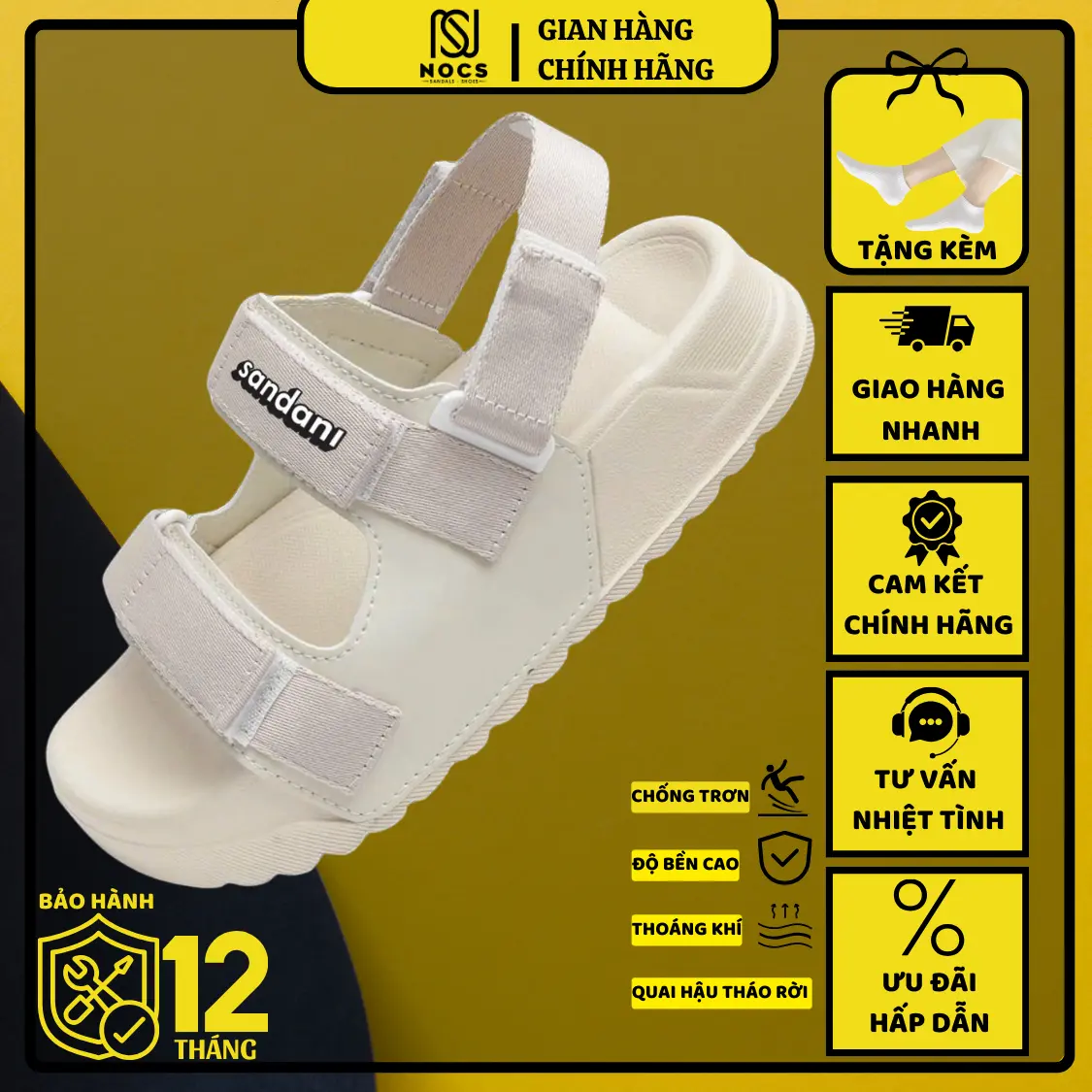 Giày Sandal Nữ S1 2 Quai Ngang Be Kem Siêu Nhẹ Siêu Bền Siêu Dễ Thương(NOCS) DéP Shoes