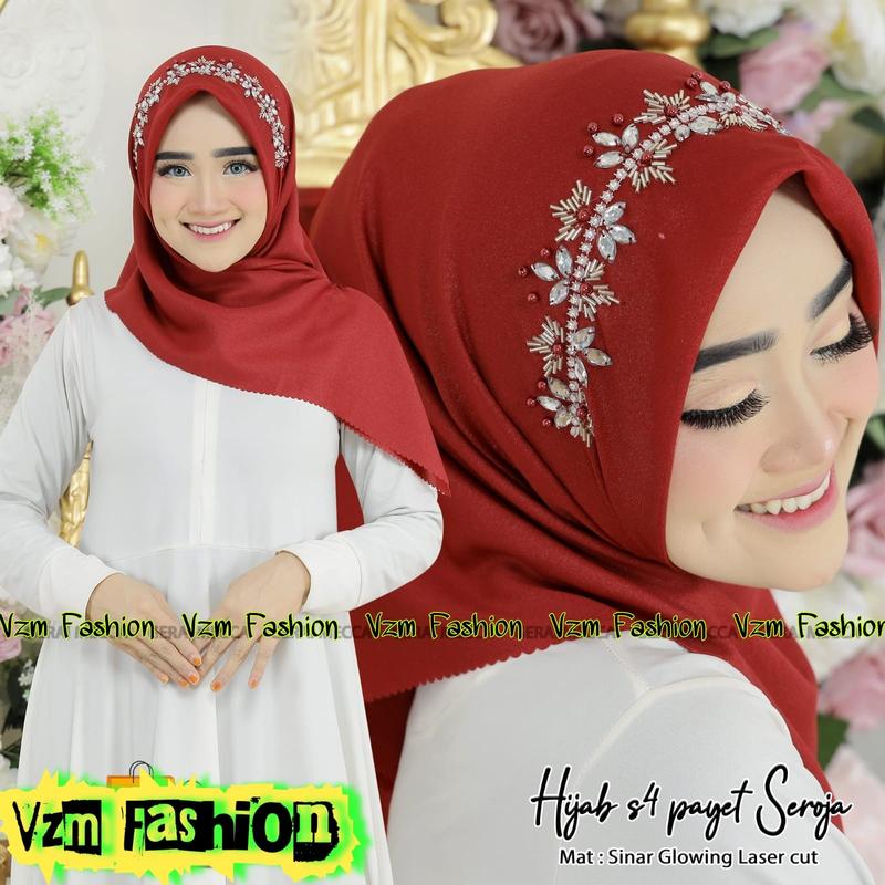 HIJAB SEGI EMPAT PAYET SINAR GLOWING LASERCUT / HIJAB SEGI EMPAT MEWAH / HIJAB PESTA / HIJAB SINAR GLOWING LASERCUT 0