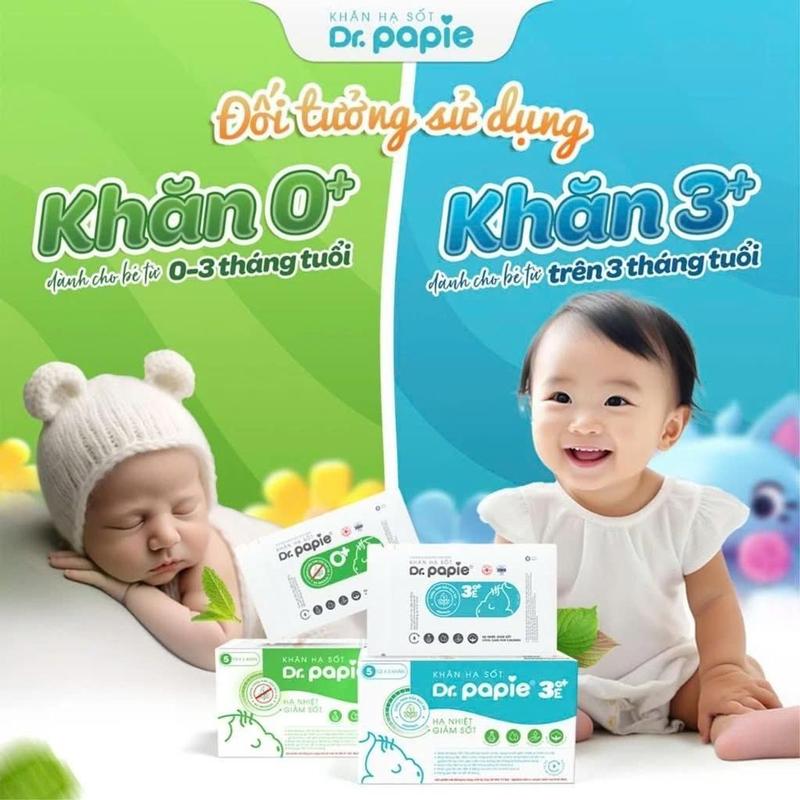 Khăn Lau Hạ Sốt Dr Papie Thải Nhiệt Chuẩn Nhi Khoa Hộp 5 Gói x 5 Khăn Gói cho bé