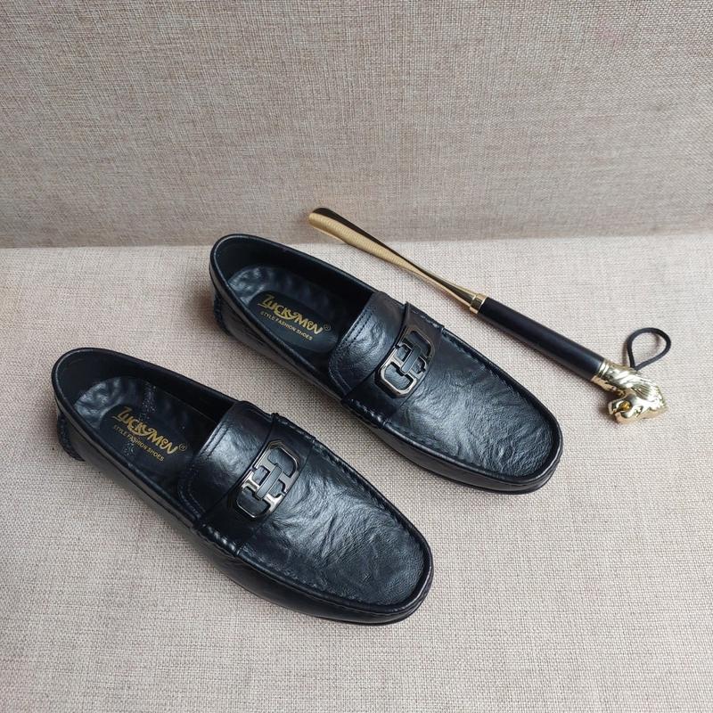 Giày Lười Da Bò Nam-Giày Mọi Nam Mũi tròn đế cao su đúc Shoes Đế Bằng giay dabo 7