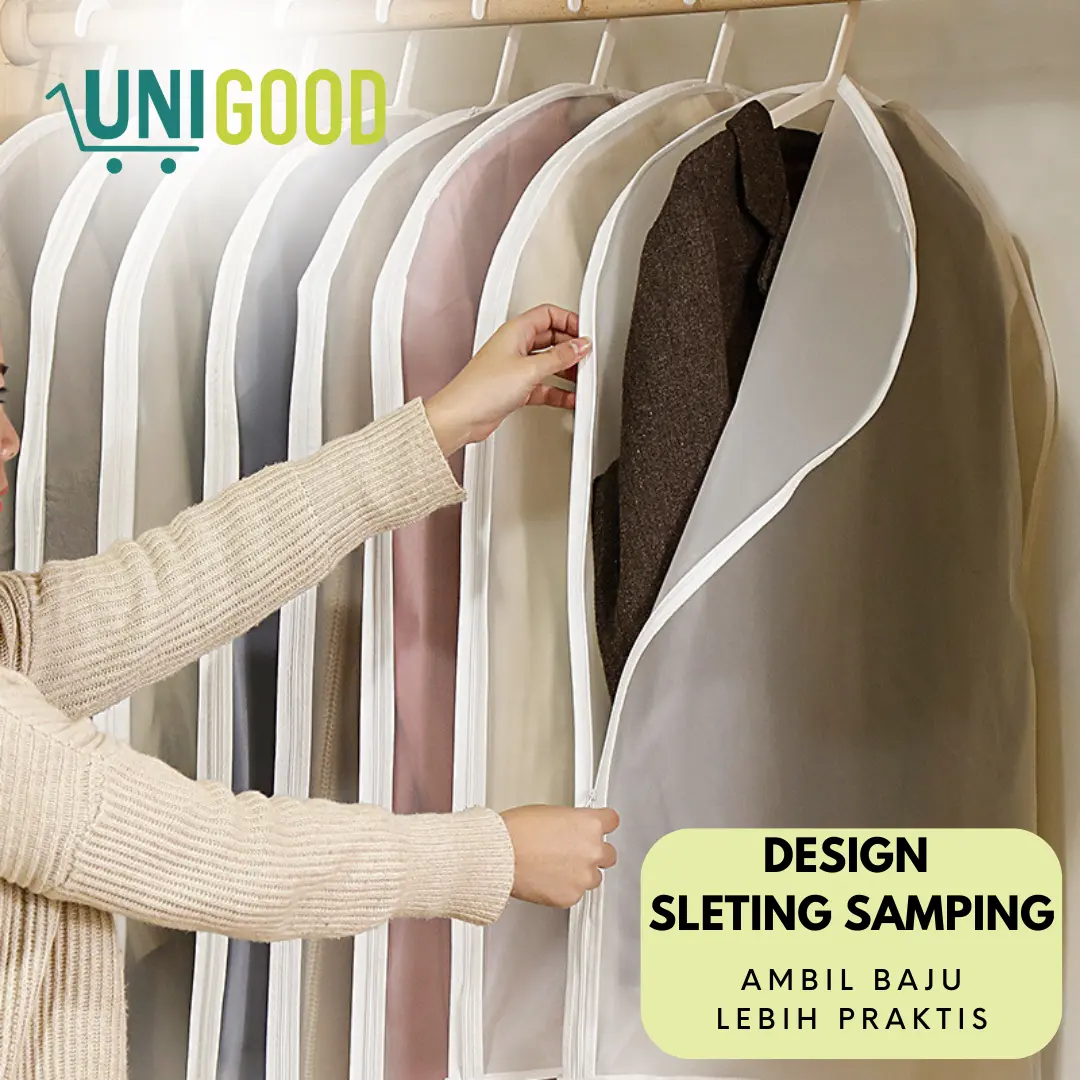UNIGOOD - (Sleting Samping) Anti-Dust Clothing Cover Sarung Plastik Pelindung Baju Anti Debu Anti Air