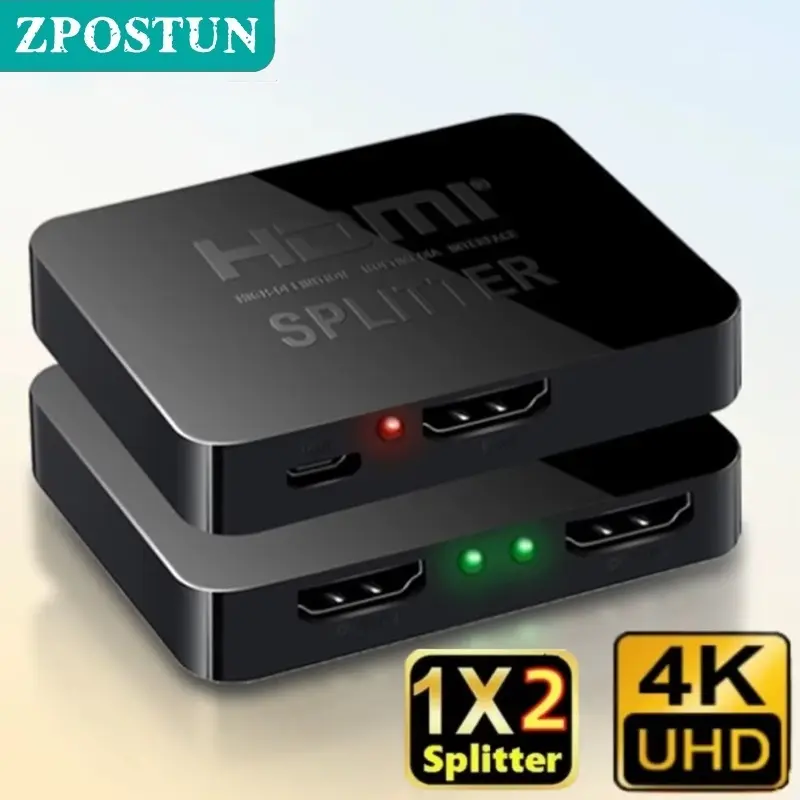 Bộ Chia HDMI, Độ Phân Giải 4K, 1 Vào 2 Ra, Màn Hình Kép, Full HD 1080p, Bộ Chia HDMI, Bộ Chia 1X2, Bộ Khuếch Đại, Tương Thích Với HDTV, DVD 0
