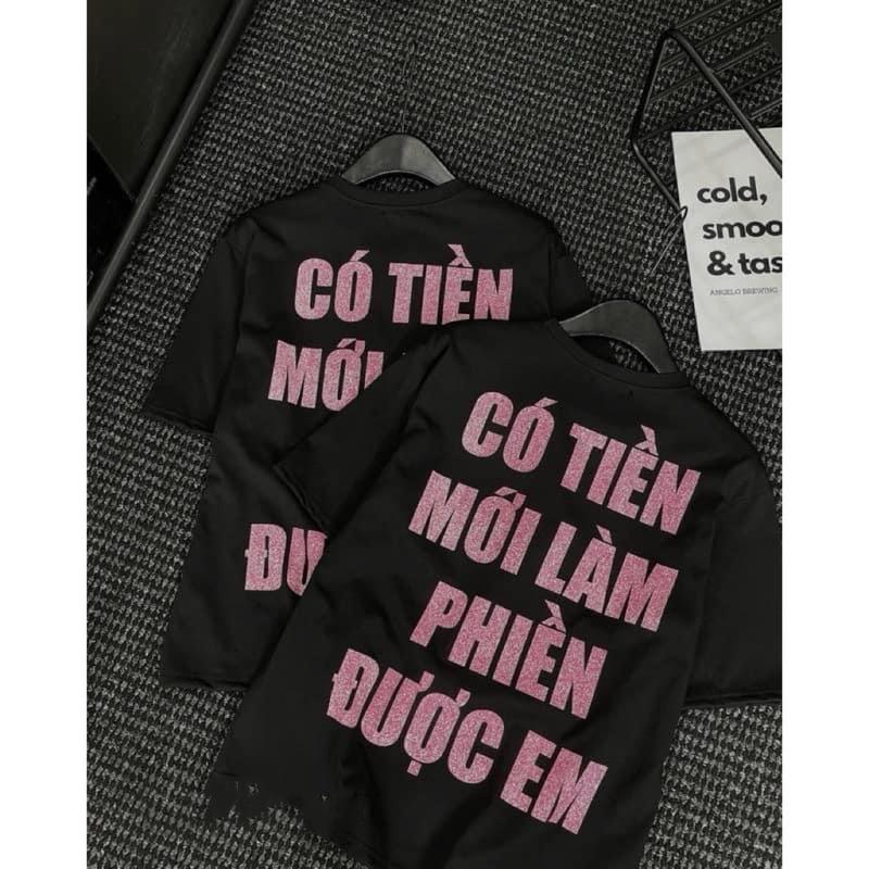￼Áo Phông Chữ In Nhũ Có Tiên Mới Làm Phiền Được Em Chất Cotton Dày Dặn Form Unixec Cho Cả Nam Và Nữ - Áo Thun Hè 1