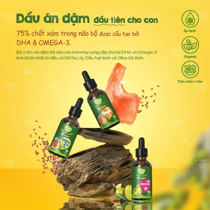Combo Ăn Dặm MĂMMY: Cháo Gạo Sữa Mix Hạt 50gr x 7 Gói + Set 3 Dầu Ăn Dặm MĂMMY 30ml (Cá Hồi, Hạt Lanh, Olive) Bổ Sung Vitamin Cho Bé Từ 6 Tháng [MX] 4