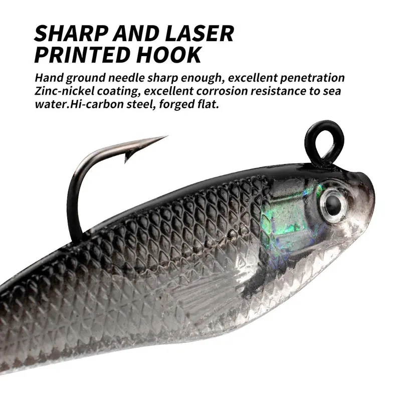 Weedless Pre-rigged Jig Head Paddle Tail Swimbait, 1 Count Multi-species Bass/Trout/Walleye Fishing Lures for Fresh & Saltwater 7