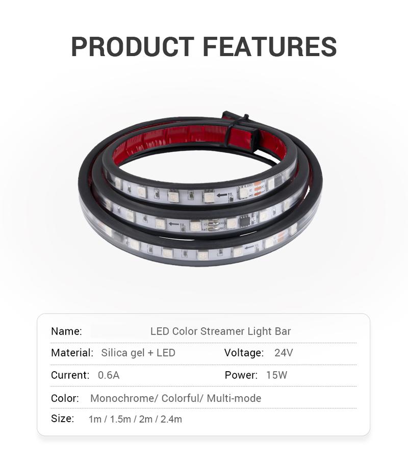 Product Introduction of MOMO Atmosphere Lamp 24V Strobe Running Streamer Strip For Car Van Truck Decoration Dynamic Colorful Led Light 16