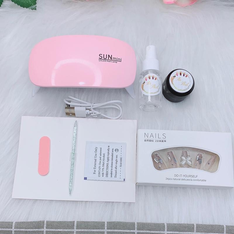 Tặng 1 bộ Nail Combo máy hơ mini+ Gel định hình gắn Nail thạch Bộ dụng cụ làm móng tay Làm đẹp Làm Nail Sơn Gel