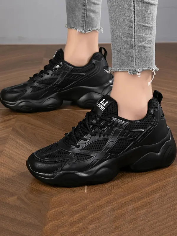 Women's Fashionable Lace Up Mesh Sneakers, Casual Comfortable Breathable Sports Walking Shoes, Female All-match Round Toe Sneakers for Daily Wear 3