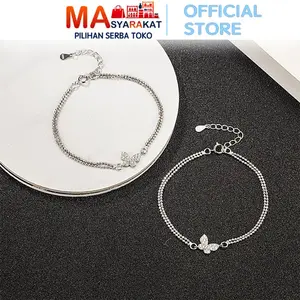 Masyarakat Pilihan Gelang Titanium C43 Gelang Tangan Bangle Wanita Kupu Kupu Berlian Anti Karat Aksesories Fashion Cantik Hiasan Hadiah Syal