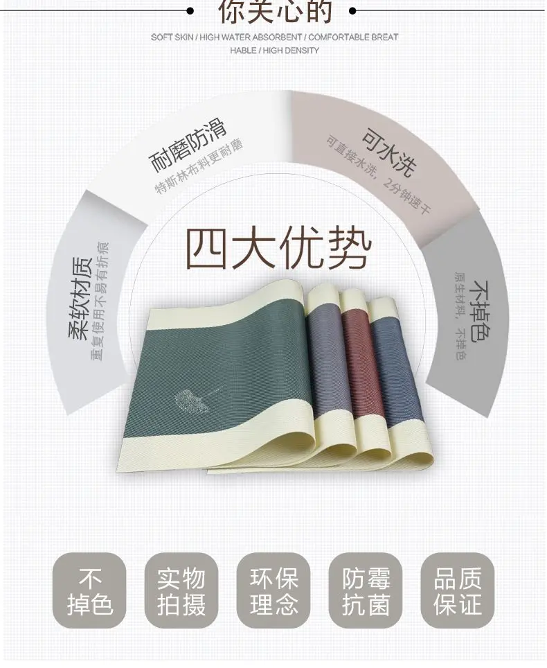 Product Introduction of Tấm Lót Bàn Ăn, Phong Cách Dân Tộc, Phong Cách Trung Quốc Mới, Đệm Bàn Ăn, Tấm Lót Chịu Nhiệt, Tấm Lót Phong Cách Phương Tây cao cấp, Không Thấm Nước, Tấm Lót Bộ Đồ Ăn, Tấm Lót Đế Lót Ly 1