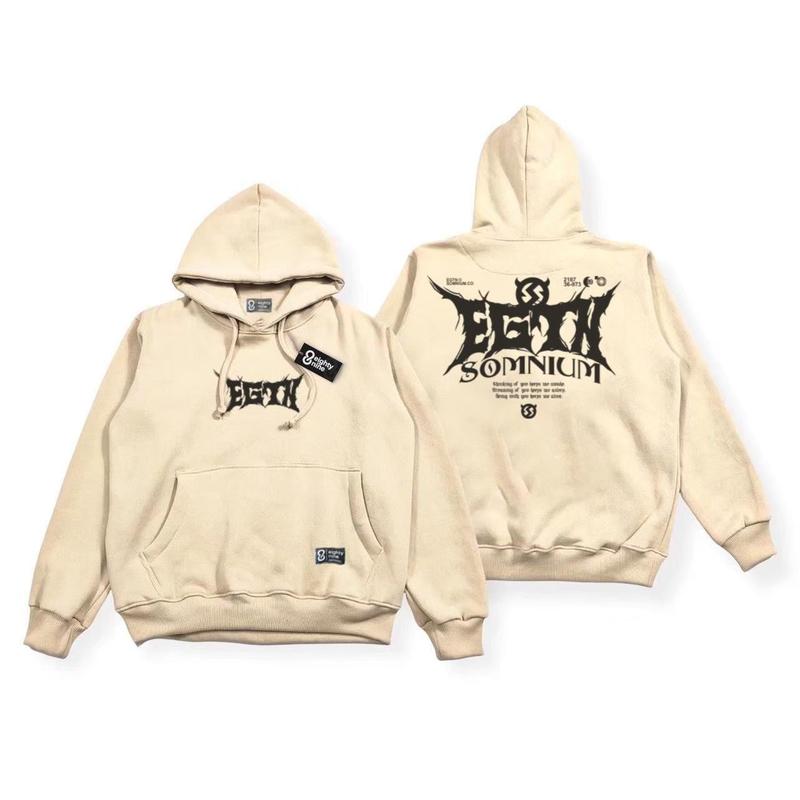 HOODIE PREMIUM EIGHTY NINE WARNA CREAM BE ALIVE MOTIF SIMPEL AESTHETIC 4