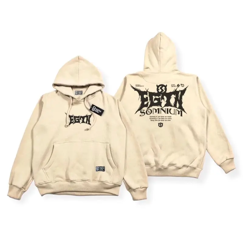 HOODIE PREMIUM EIGHTY NINE WARNA CREAM BE ALIVE MOTIF SIMPEL AESTHETIC 3