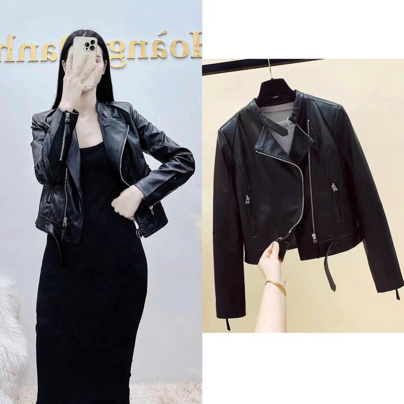  Áo khoác da kiểu cổ tàu áo da hàng cao cấp Nữ Women 