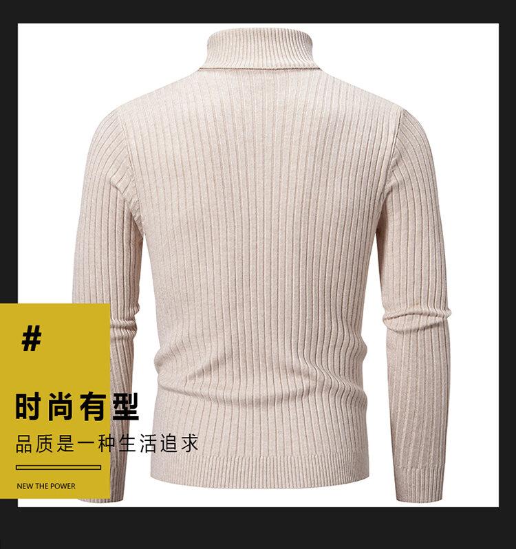 Product Introduction of Men's Turtleneck Sweater Casual Men's Knitted Sweater Warm Fitness Men Pullovers Tops Knitwear Menswear polo  shirts Collar Geometric 27