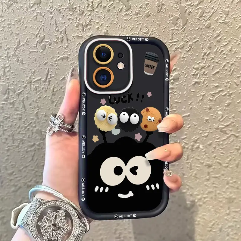 Case HP Untuk Realme C51 C61 C51s C35 C63 C67 C55 Note 60 C53 C12 C11 5i C15 C31 C20 C21Y C30 C21 C17 11 8i 9i 6i 7i 5s C25 Note 50 C25Y C33 NARZO N63 N61 Keberuntungan Lucu Kartun Lucu Bola Batubara Hitam Kopi Soft Cover 2