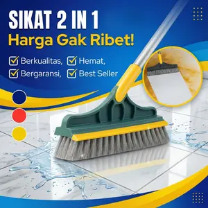 SAEID - Sikat Dorong Lantai Kamar Mandi C507 Alat Sikat Toilet Pembersih Gagang Panjang Multifungsi Dinding WC Wiper Dorong Serokan Air 2in1 Stainless Steel & PPU 23x7x108cm