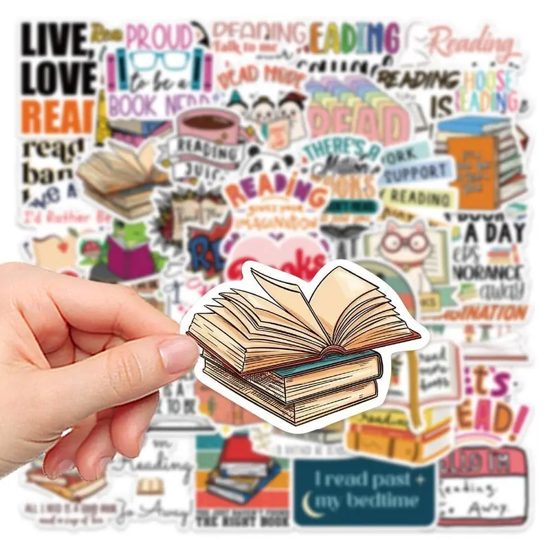 50pcs Books Letter Sticker, Creative Kawaii DIY Sticker, Self Adhesive Creative Decal for Gifts Bottle Scrapbook Phone Case Guitar 2