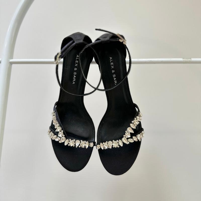 AL03 - Sandal Alex Sara Đính Đá Quai Chữ Y Mũi Tròn 7,5cm Nữ