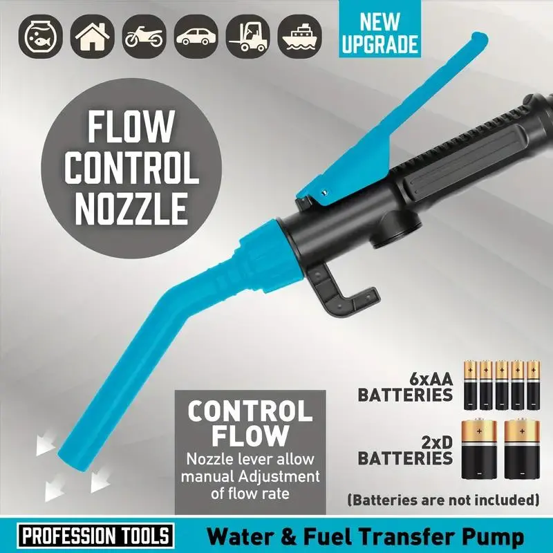 Portable Car Fuel Extractor, Car Fuel Pump, Liquid Transfer Pump with Flow Control Nozzle, Suitable for Gasoline, Diesel, Coal Oil, Non-petroleum Oil 7
