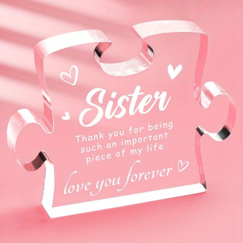 Creative Puzzle Design Desktop Ornament, 1 Count Acrylic Ornament for Bestie Sister, Room Decor, Home Decor Supplies, Home Decor Ideas 5