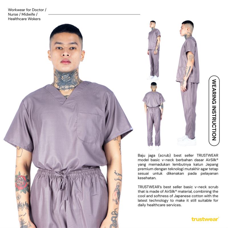 TRUSTWEAR - Basic Doctor’s Scrub / Set Baju Celana Jaga  OKA OK Perawat / Dokter Lengan Pendek VI 2