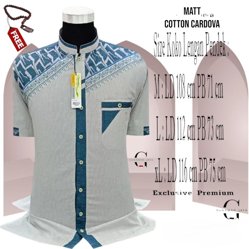 BAJU KOKO DEWASA LENGAN PENDEK LEBARAN 2025 Motif Bordir Kancing MUSLIM Pria 5