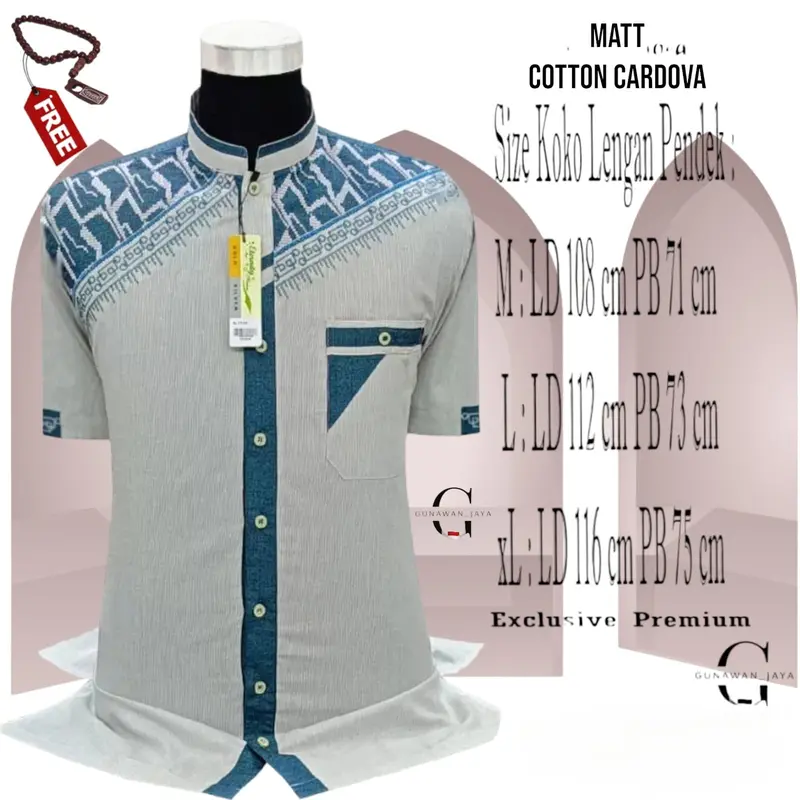 BAJU KOKO DEWASA LENGAN PENDEK LEBARAN 2025 Motif Bordir Kancing MUSLIM Pria 5