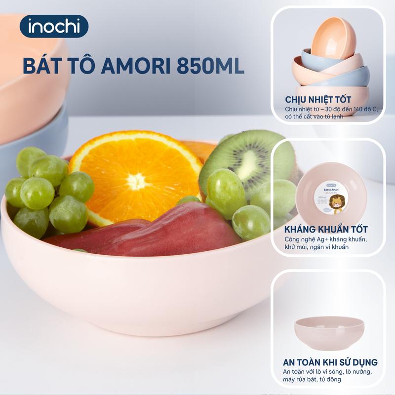 Bát ăn cơm, ăn dặm nhựa Inochi Amori cho bé chịu nhiệt (Nhỏ 415 ml/ To 850ml)
