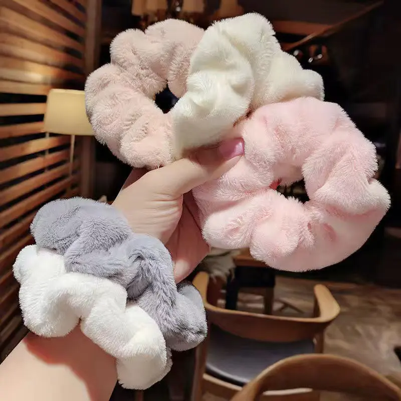 Scrunchies Tóc, Nhung Ấm Áp Và Mềm Mại, Dây Buộc Tóc Co Giãn Có Lông, Dành Cho Phụ Nữ Và Trẻ Em Gái, Dây Buộc Tóc Đuôi Ngựa Dây Cao Su, Dây Buộc Tóc, Phụ Kiện Tóc