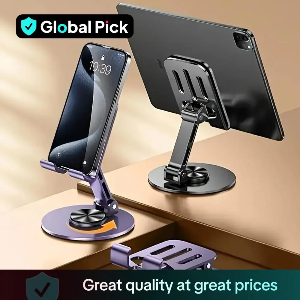 360° Swivel Metal Desk Tabletop Phone Holder, Foldable Adjustable Mobile Phones Holder, Phone Accessories for Home Office, Mini Gadgets
