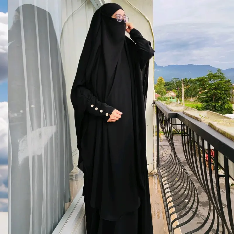 French Khimar Veloxa Jumbo Panjang Jilbab Kerudung Cadar Syari Instant Hijab Aja Wanita Muslim Bergo 8