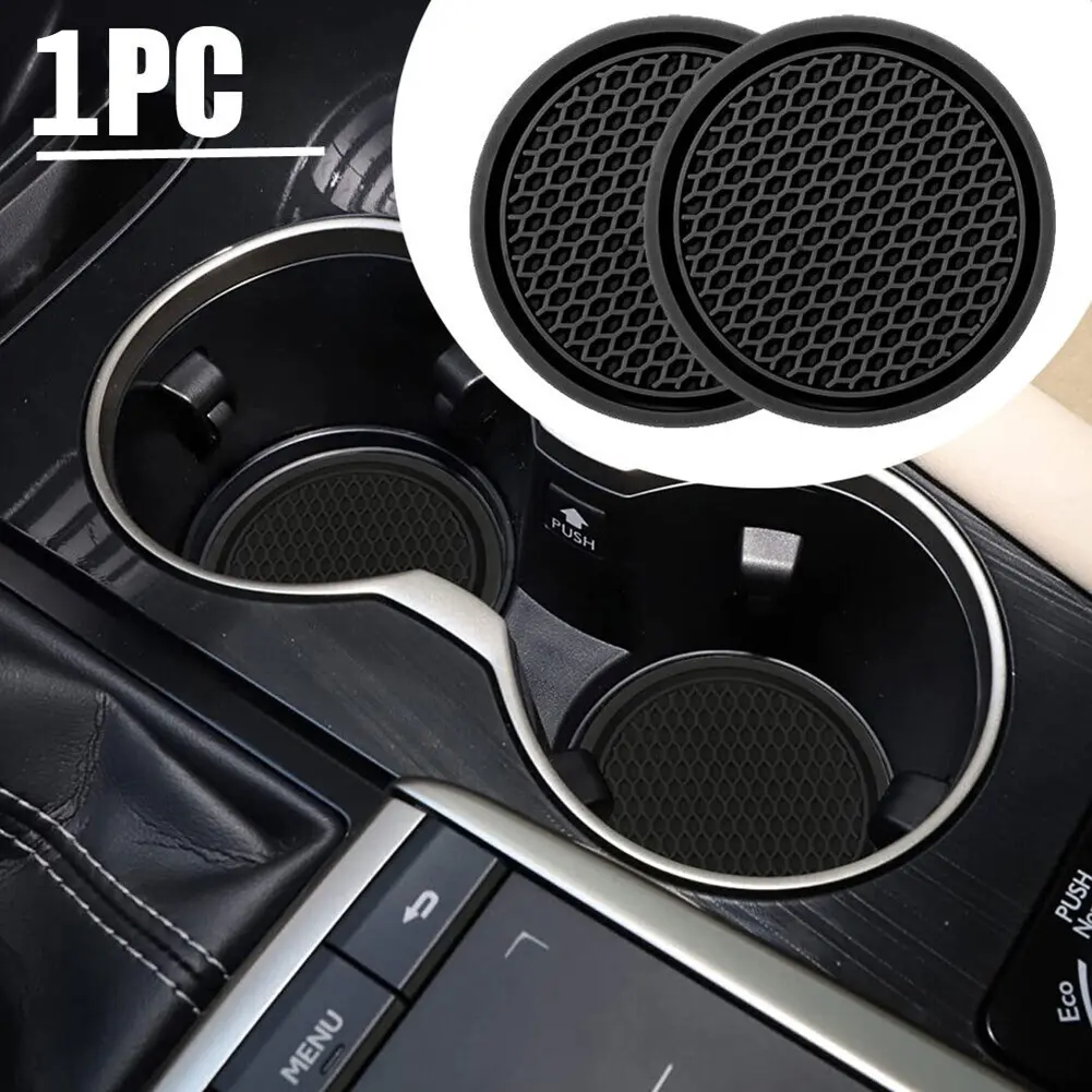 1pc Black Car Cup Holder Anti Slip Coasters Premium PVC Car Coasters Universal Fits Perfectly For Most Cup Car Interior Accessories