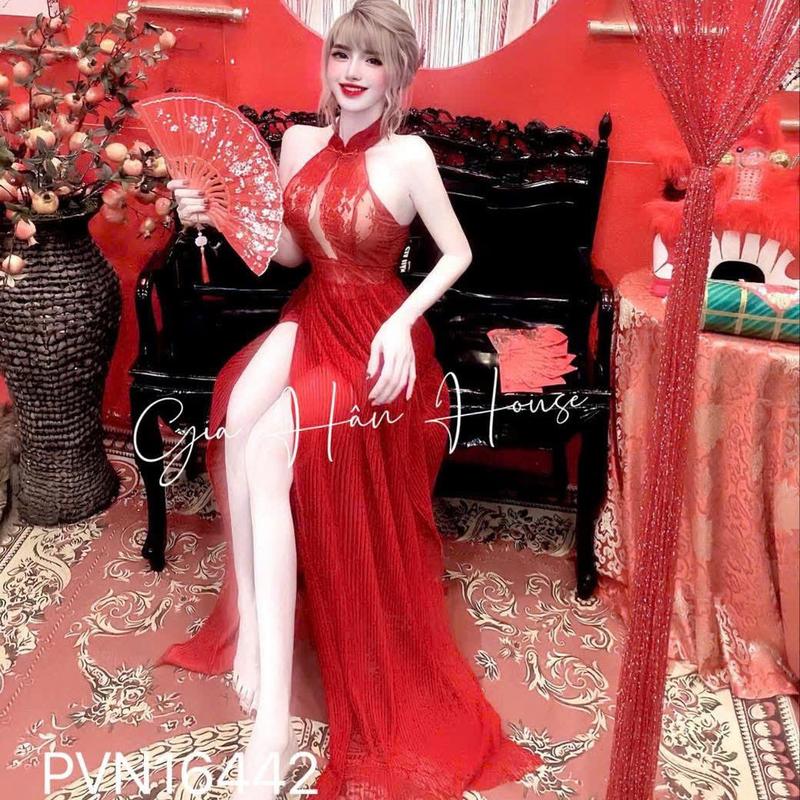 16442 -ĐẦM REN XUYÊN THẤU DẬP LY DÁNG DÀI KÈM QUẦN SORT -Gia Hân House-Freesize Nữ dưới 52kg-eo dưới70cm - size L dưới 55kg-eo dưới 75cm - 2 màu Women Dress