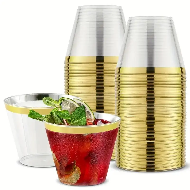 Disposable Cup, 25pcs/set 9oz Party Plastic Cup, Disposable Tableware for Wedding, Reception & Party
