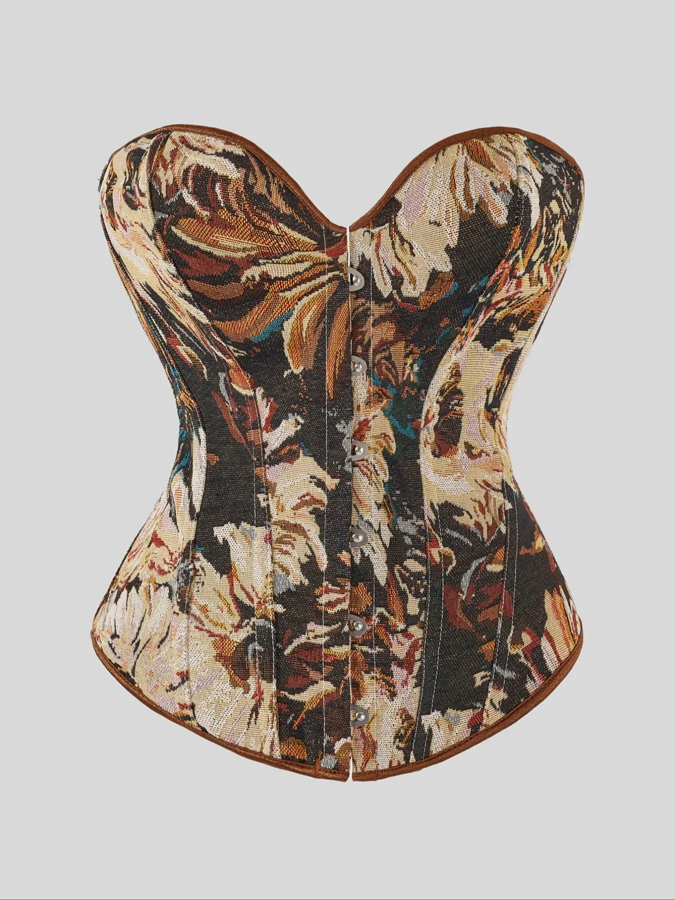 Women's Floral Print Shapewear Tops, Fashionable Lace Up Closure Corset, Tummy Control Shaper for Women, Waistband