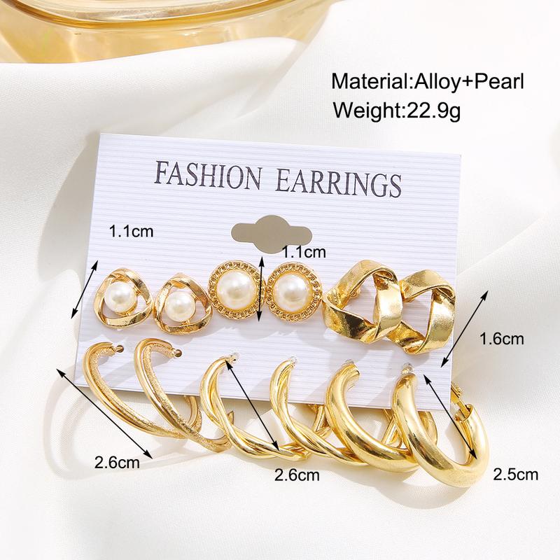 Product Introduction of Hoa Tai Cao Cấp Giá Cả Phải Chăng Thiết Kế Sang Trọng, Bộ Kết Hợp Hoa Tai, 6 Món, Kim Cương Giả Họa Tiết Vàng, Hàng Mới Về Nữ Titan 4