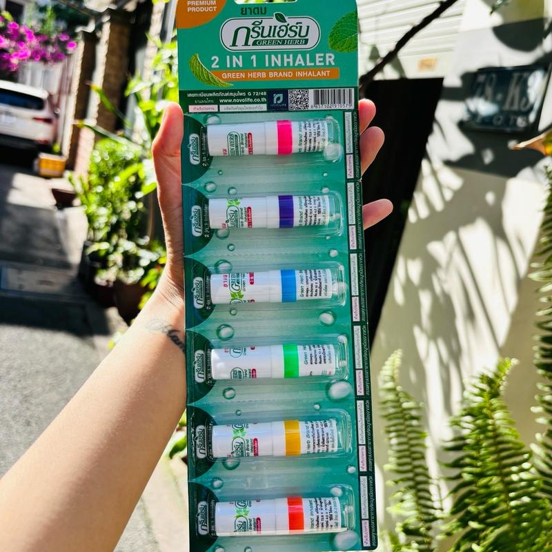 1 dây 6 ống hít mũi Green Herb thơm dịu dầu bạc hà thảo dược