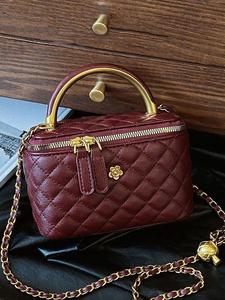 Women's Elegant Quilted Chain Strap Handbag, Fashionable Solid Color Shoulder Bag for Daily Used, Casual Trendy Versatile High-quality Daily Commuting Bag