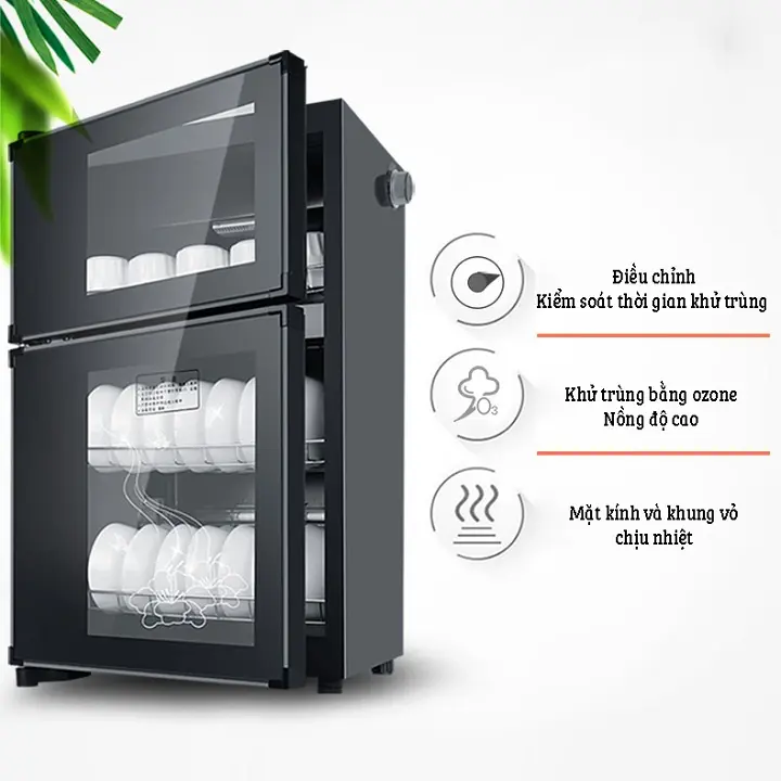 Tủ sấy bát đĩa 2 tầng 98lít khử khuẩn diệt trùng cao cấp - Máy sấy chén bát gia đình 2