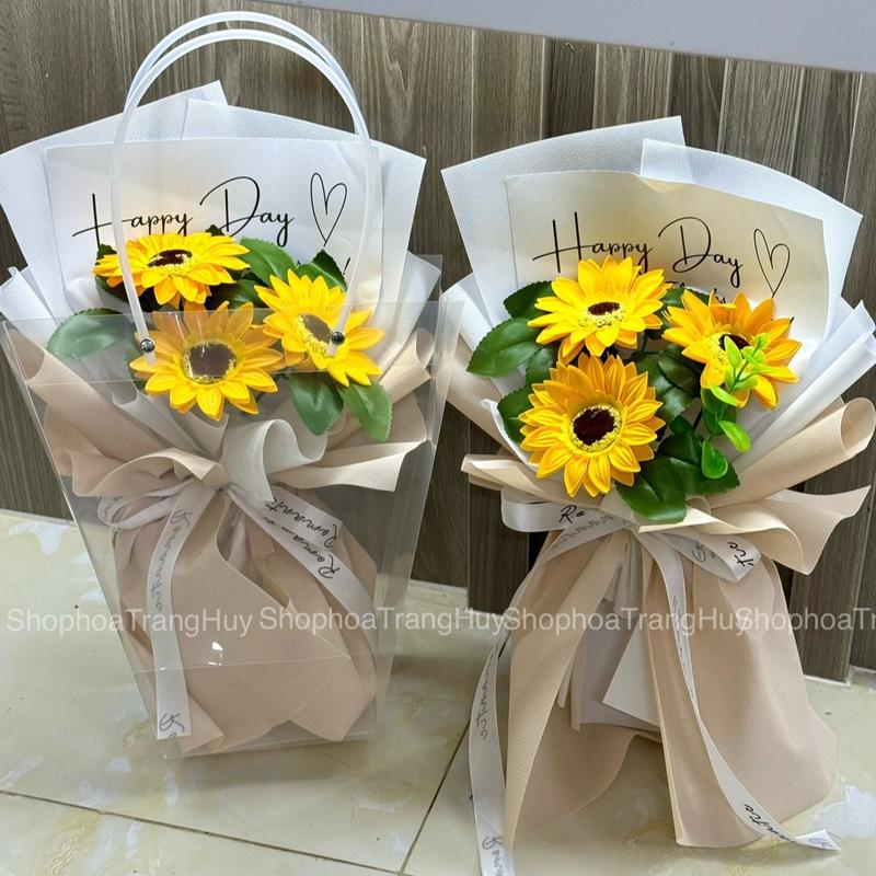 Bó 3 bông hoa sáp hướng dương Decor Decor Phòng Decor Bàn bó  hoa 8