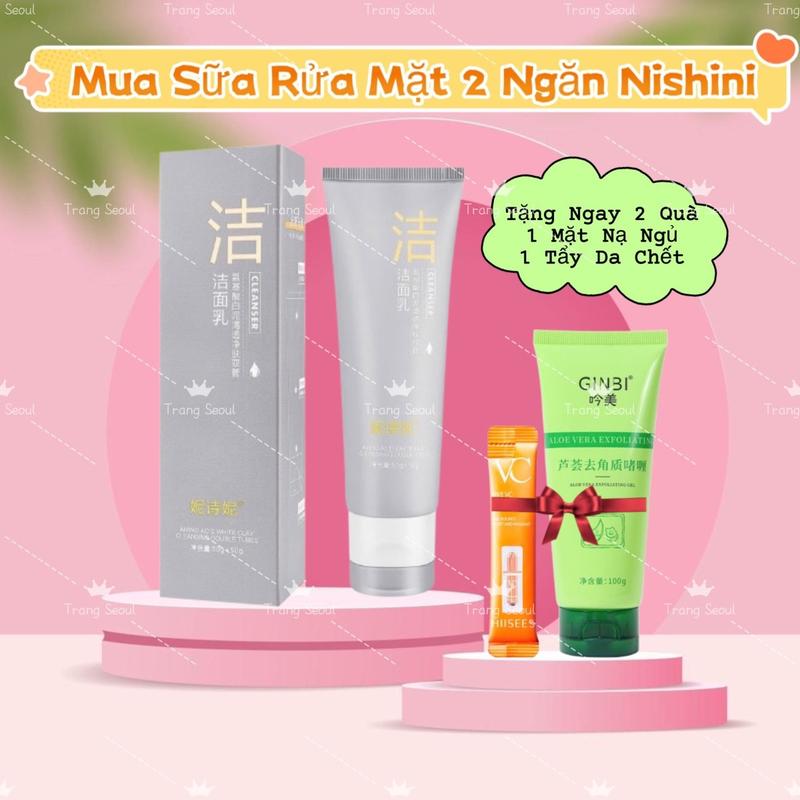 [ Mua 1 Tặng 2 ] Mua Sữa Rửa Mặt Bùn Khoáng 2 Ngăn Cao Cấp Nishini 100gr Tặng Ngay Một Tẩy Da Chết 100gr Và Một Mặt Nạ Ngủ Dưỡng Da