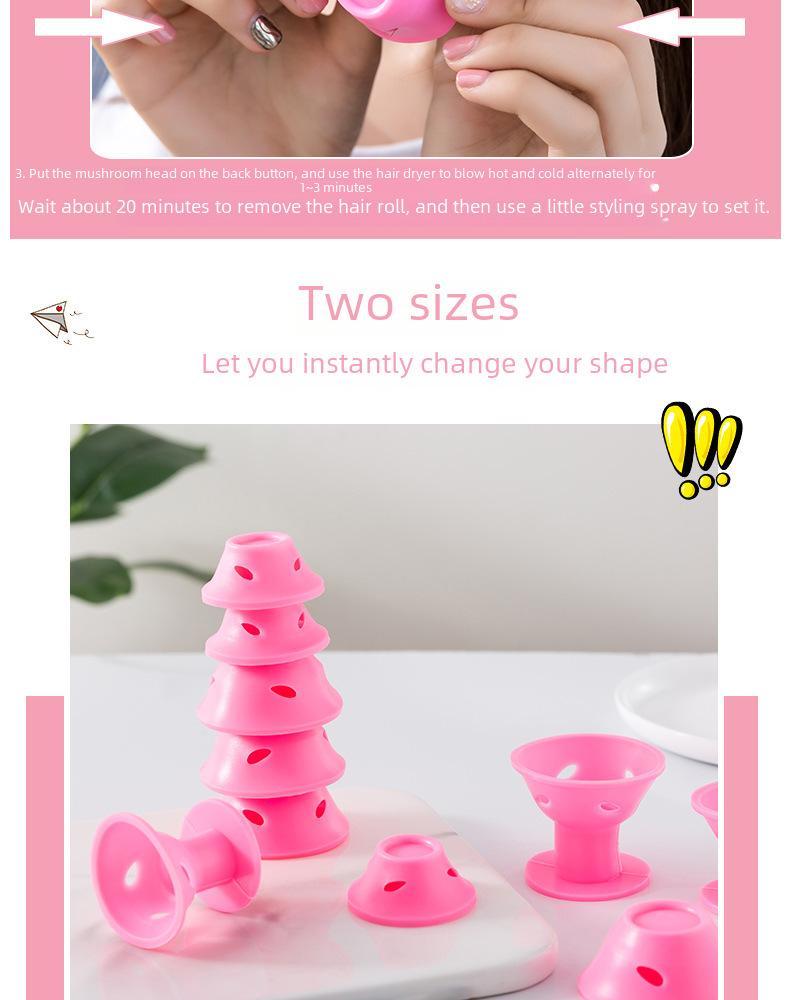 Product Introduction of Factory Direct Sales Mushroom Hair Curler Bell Hair Curler Hair Roller Silicone Hair Curler Eight-Character Bangs Roller Haircare Heatless 6