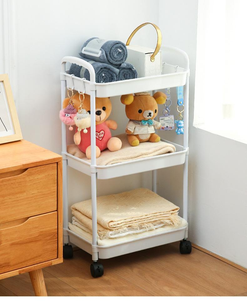 Product Introduction of Bookshelf Floor-standing Movable Household Simple Multi-layer Snack Storage Rack Reading Bookshelf with Wheels Multi-functional 17